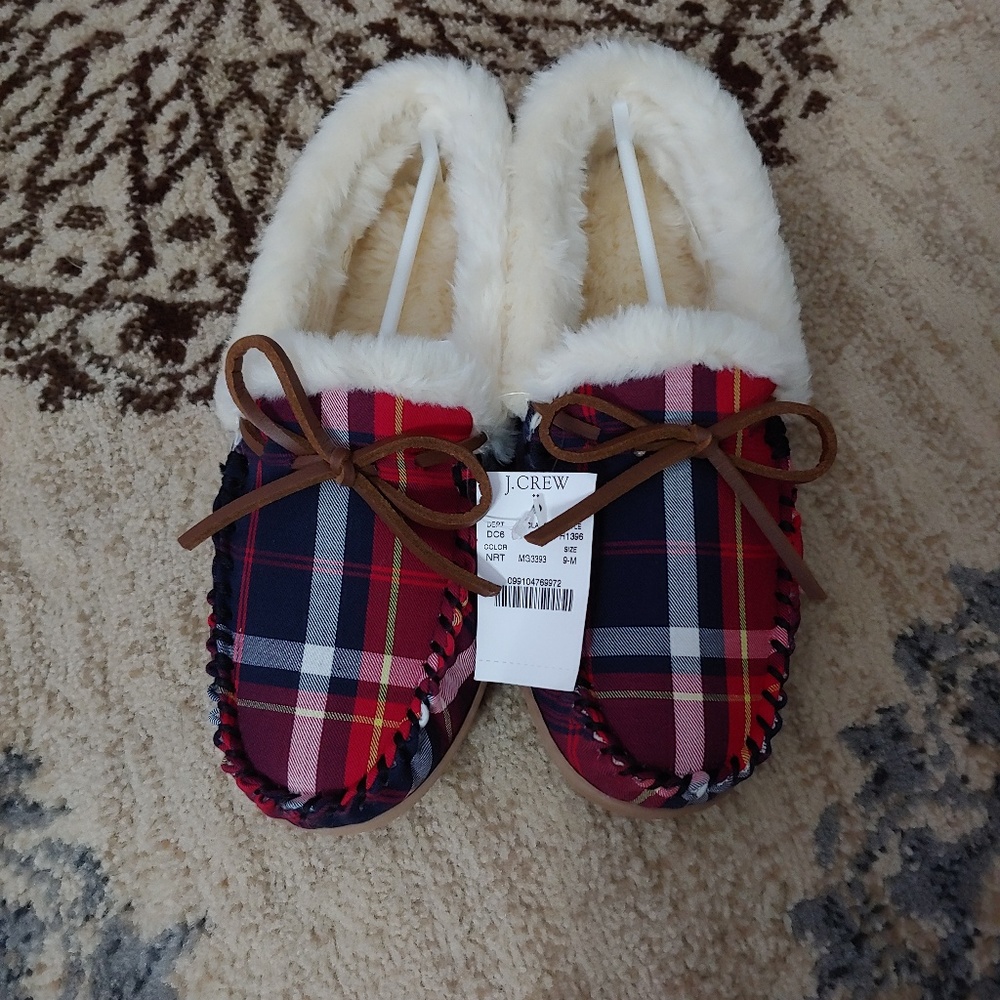 J. Crew plaid slippers size 9-M NWT